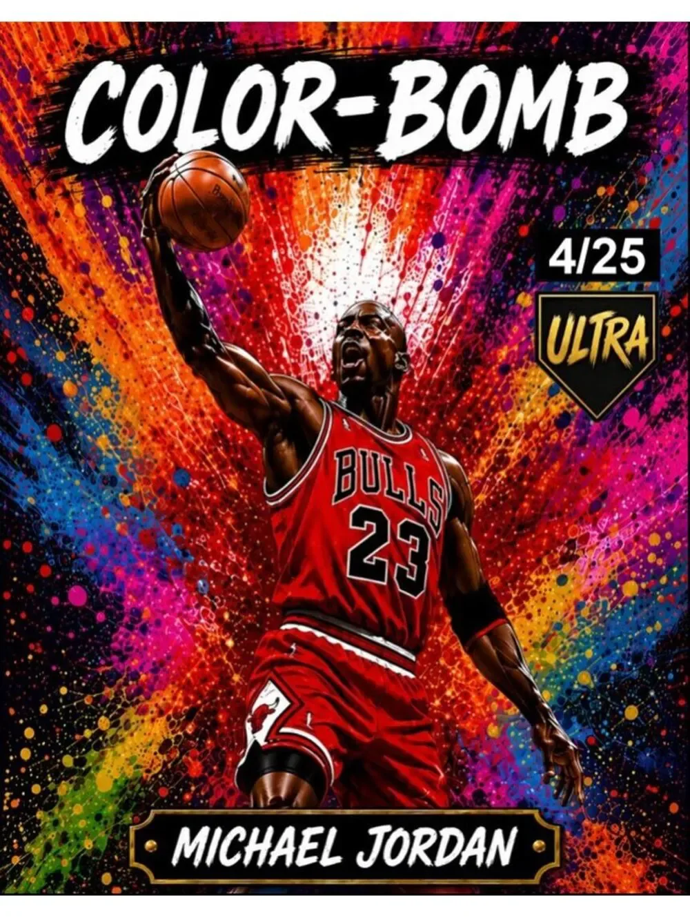 3803 Michael Jordan  Color-Bomb Custom 8X10 Print - Limited Edition /25